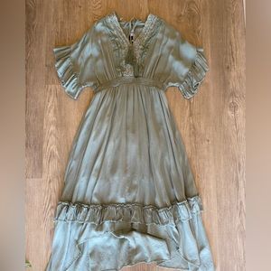 sage green dress.